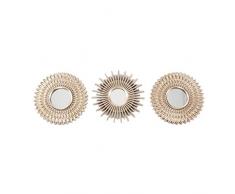 Set di 3 specchi decorativi da parete, colore: oro