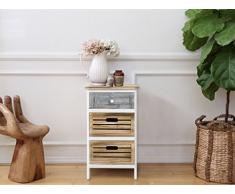 Cassettiera comodino mobile 3 cassetti legno colore legno naturale grigio shabby (Cod. 0-3413)