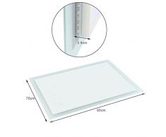 POPSPARK Specchio da Bagno Illuminazione a LED per specchi da Parete per Bagno con Funzione Anti-Nebbia, Controllo tattile (90 * 70cm)
