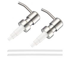 EasyULT 2 Pezzi 304 Dispenser di Sapone lozione Coperchi in Acciaio Inossidabile, Erogatore Pompetta Pressione per Casa, Ufficio, Senza Fuga&Senza Gocciolamento(Argento)