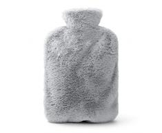 Borsa Acqua Calda con Copertura in Pile, TOYESS 2L Grande Capienza Boule Acqua Calda, Borse Bull Dell’Acqua Calda in Gomma per Alleviare il Dolore e Calde Notti, Grigio