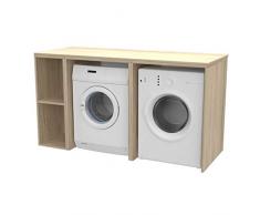 Ve.Ca. Mobile lavanderia Riga 175 cm in legno, copri lavatrice/asciugatrice, diversi colori, anche su misura, bagno (Quercia sherwood)