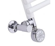 Hudson Reed Radiatore Scaldasalviette Misto Termoarredo Per Riscaldamento ad Acqua ed Elettrico in Acciaio Bianco (1650 x 600mm, Elemento Riscaldante 800W)
