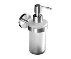 Ambrosya® | Distributore di Sapone Esclusivo in Acciaio Inossidabile | Bagno Supporto per Bicchiere Supporto per Sapone Portasapone Erogatore WC (Acciaio Inossidabile (Spazzolato))