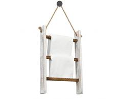 Scaletta per soffitto – Portasciugamani a 3 piani per bagno, scaletta con corda, legno decorativo, porta asciugamani da bagno, scala e ganci per decorazione della stanza della fattoria Pacienjo