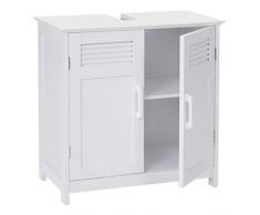 Mendler Arredo Bagno Serie HWC-A85 Legno Bambu e MDF Mobile sottolavabo Bianco
