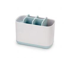 Joseph Joseph EasyStore- Porta Spazzolino, Dentifricio e Filo Interdentale, Compatibile con Spazzolini Elettrici e Tradizionali, 6 Scomparti, Contenitore da Bagno Smontabile- Grande, Azzurro/Bianco