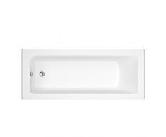 Hudson Reed Vasca da Bagno Rettangolare da Parete - Acrilico Bianco - Design con Seduta Rettangolare - 1600 x 700 x 550mm