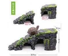 JRTAN & Pet Turtle Piattaforma per Prendere Il Sole Grande Vasca da Bagno con Tartaruga dAcqua paesaggistica, Tavolo da Arrampicata Combinato