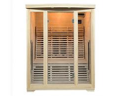 Artsauna - Cabina termica a infrarossi, Finlandia 150, con faretti in ceramica e legno di Hemlock, sauna a infrarossi con panca relax per 3 persone