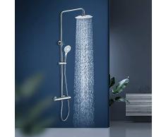 DUTRIX Colonna Doccia con Miscelatore Termostatico, Sistema Doccia Termostatico con 23cm Grande soffione a Pioggia e Doccetta a mano, Altezza Regolabile, Set Doccia Cromato