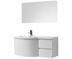 Mobile da bagno LAURANCE 1200, bianco lucido - armadietto e specchio a scelta, Specchio:Senza specchio, Versione:Lavabo a sinistra