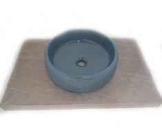LAVABO DA APPOGGIO IN CERAMICA ROTONDO 40X40X13 CM MODELLO 307 COLORE BLU CERULEO