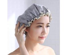 Cuffia da doccia da donna con cappuccio a doppio strato, impermeabile, con fascia elastica per doccia, per donne (verde)