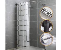 L Shaped Bastone Tenda Doccia A Pressione Angolare Telescopica Asta Barra Ad Angolo Vasca Da Bagno Senza Trapano Acciaio Inox Per Bagno,Vasca Da Bagno,Negozio Di Abbigliamento,70 to 90 x 70 to 90cm