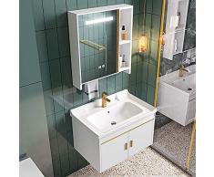 Lavandino Da Bagno Combinato, Set Di Vanità Da Bagno Moderno Con Lavabo Singolo, Mobiletto Da Bagno Con Armadietto A Specchio, Include Rubinetto Caldo E Freddo ( Color : Smart mirror cabinet , Size :