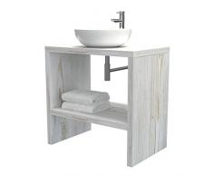 Mobiletto bagno a terra - Mensola lavabo portaoggetti, anche su misura, in 9 diverse colorazioni design 100% made in italy, per bagno e lavabi dappoggio (Shabby chic, L80 - P50 - H78 cm)