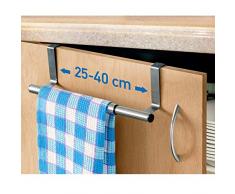 Tatkraft Horizon – Porta Asciugamani da Appendere Alle Anta – Barra Canovaccio per Porta, Casseto, Armadio – Appendi Strofinacci Senza Forare – Acero Inossidabile Rinforzato