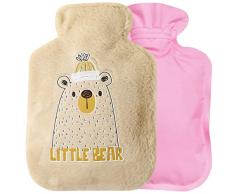 Borsa Dellacqua Calda Con Coperchio, Boule Acqua Calda 500ML, Borsa Acqua Calda Piccola, Hot Water Bottle Peluche, Portatile, Borsa dellacqua Calda Rimovibile e Lavabile