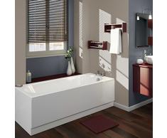 Hudson Reed Vasca da Bagno Rettangolare da Parete - Acrilico Bianco - Design con Seduta Rotonda - 1700 x 700 x 550mm