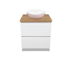 VBChome Mobili da bagno 60 cm, colore bianco, mini Aiax, 35 x 26 cm, con mobiletto per lavandino, 2 cassetti, mobile da bagno Moduo