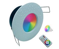 Faretto Bianco Led da incasso per bagno box doccia lampada RGBW + white 5W+5W GU10 cromoterapia con telecomando cambia colore ed effetti partenopeautensili®