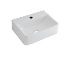 Hudson Reed Exton Lavabo d'Appoggio Rettangolare per Bagni - Lavandino Bagno con Design Moderno - Ceramica Bianca - 1 x Foro per la Rubinetteria - 400 x 295 x 115mm