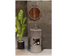 ZTGL Mobile da Bagno con Lavabo e Lavandino, Ferro Battuto Stile Industriale Mobile Bagno con Specchio, Lavabo a Colonna 41x41x83 cm Lavandino Bagno Retro, dArgento,A