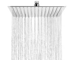 HAUSPROFI Soffione Doccia a Pioggia in Acciaio Inox - Soffione Doccia Anticalcare - Docce Fisse Alta Pressione da 12 Pollici, Quadrato Cromato