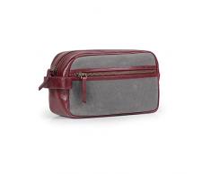 LONDO Borsa da Viaggio in Vera Pelle, Borsetta da Bagno, Borsa per cosmetica Dopp Kit -Unisex