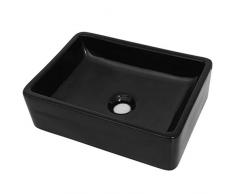 vidaXL Lavandino Rettangolare in Ceramica da Incasso Nero Lavabo Lavello Bagno
