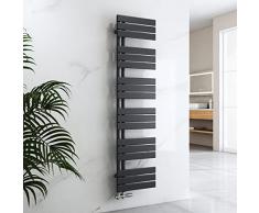 EMKE Termosifone da bagno piatto, 1599 x 400 mm, antracite, scalda asciugamani per bagno, pannello portasciugamani con attacco laterale per acqua, 684 W