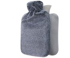 Qomfor Borsa Acqua Calda con Copertura in Peluche Grigio (Scuro) - 1.8 L