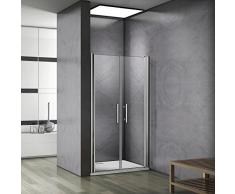 Box Doccia Nicchia Cabina Doccia Apertura A Battente Vetro Temperato Trasparente Anticalcare 85x195cm