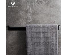 WEISSENSTEIN Porta asciugamani bagno nero 45 cm | Portasciugamani da parete | Portasciugamano acciaio inox da muro nero