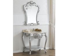 Simone Guarracino Luxury Design Consolle e specchio Eleonor stile Barocco Moderno arredo bagno cm 85 foglia argento marmo crema