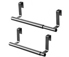 PTONZ Barra Portasciugamani Asta in Acciaio Inox 201 Estensibile da Appendere Sopra la Porta Grande Barra per Asciugamani e Asciugapiatti in Acciaio - Argento