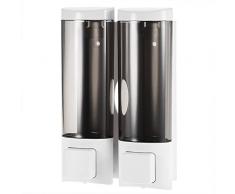 Andoer 200 mlx2 Distributore di Sapone Manuale, Distributore di Sapone a Parete con Nastro Biadesivo in Schiuma, Dispenser di Shampoo Liquido Doccia per Bagno Hotel