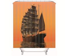 BOVZOX tenda doccia 120 x 200 Barche depoca e a vela tenda da doccia Antimuffa Impermeabile, Tende Doccia con 12 Ganci per Bagno Vasca