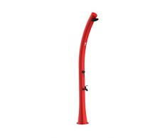 Sined SOLE Doccia solare curva in polietilene HD con soffione e lavapiedi da 22 lt, Rossa