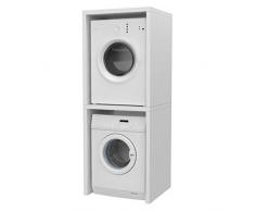 Ve.Ca. Mobile colonna Coprilavatrice, in legno, copri lavatrice/asciugatrice, diversi colori, anche su misura, lavanderia arredo bagno (Bianco frassinato)