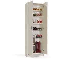 Armadio mobile 2 ante 59x37xh180cm bianco arredo casa bagno scarpe 007146O