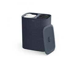 Joseph Joseph Tota Cesto da Biancheria per panni sporchi con separatore da 90 litri, 2 sacchi per il lavaggio rimovibili con maniglie, Nero