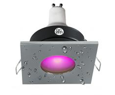 Faretto led quadrato luce doccia 3W bagno turco cromoterapia IP65 GU10 RGB 230V