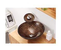 Lavandini bagno Piscina per La Pulizia della Casa Lavandino in Vetro per Ristorante Lavabo Rotondo (Color : Brown, Size : 42 * 42 * 14.5cm)
