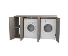 Ve.Ca. Mobile lavanderia con ante Riga 175 cm in legno, copri lavatrice/asciugatrice, diversi colori, anche su misura, bagno (Rovere grigio)