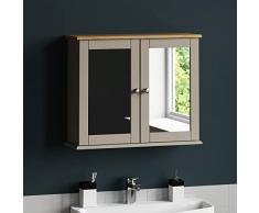 Bath Vida Priano Armadietto da Bagno a Doppia Anta a Specchio, Colore: Grigio, Grey 2 Door mirrare Bathroom Cabinet, H 47 x L 57 x P 18 cm Circa