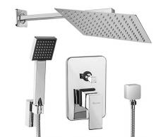 TecTake Set Doccia da Incasso Completo con soffione a Pioggia doccino Miscelatore Moderni