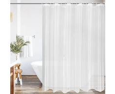Yeahshion Tenda da Doccia 180x180cm Bianco PEVA Impermeabile a Prova di Muffa, Tende per Doccia Semitrasparenti a Strisce con 12 Ganci per Bagno, Vasca da Bagno