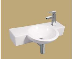 Lavandino ad angolo in ceramica, piccolo, ovale, rettangolare, in ceramica, piccolo (lavabo piccolo 40 x 23 x 8)